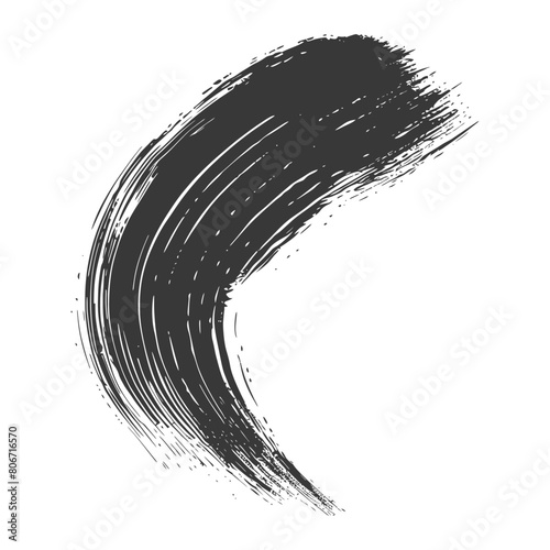 Silhouette brush stroke curved black color only