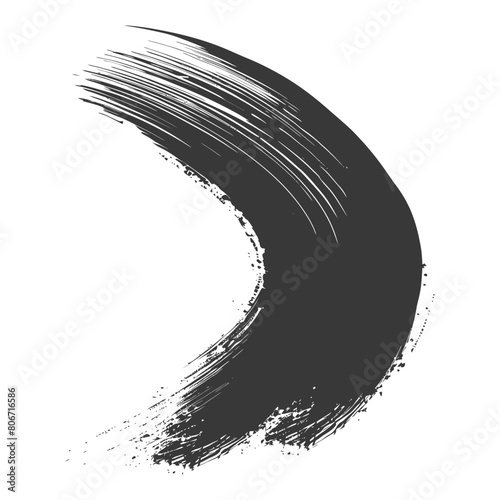 Silhouette brush stroke curved black color only