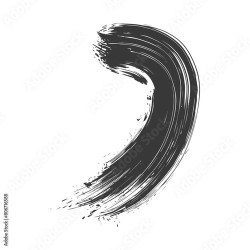 Silhouette brush stroke curved black color only