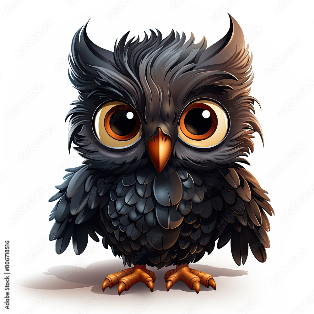 Fototapeta premium Watercolor Shadow owl, clipart Illustration, Generative Ai