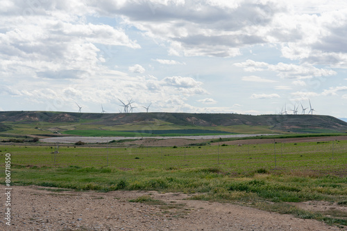 wind farm in the mountains