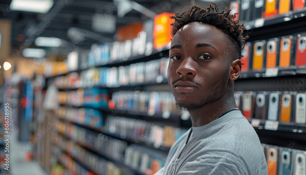 man selling cell phones in retail store,generative ai man selling cell phones in retail store,generative ai