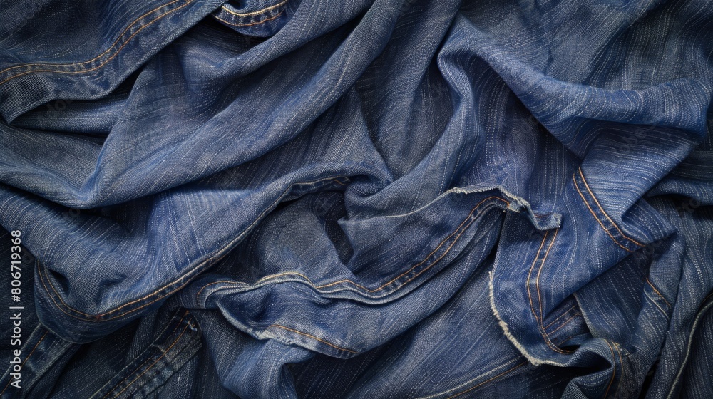 Textured Blue Jeans Fabric Background with Detailed Stitching Textured Blue Jeans Fabric Background with Detailed Stitching