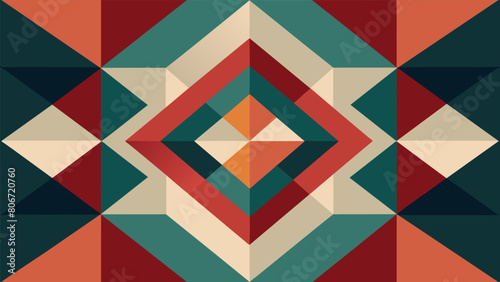 A modern twist on a vintage quilt featuring a mix of bold and muted colors in a geometric design all made from upcycled fabrics.. Vector illustration