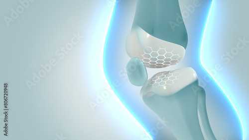 Knee pain due to collagen deterioration, 3D rendering_EP_2