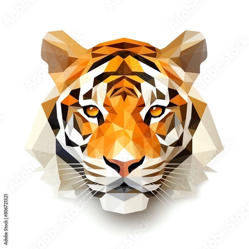 low poly art of a tiger face