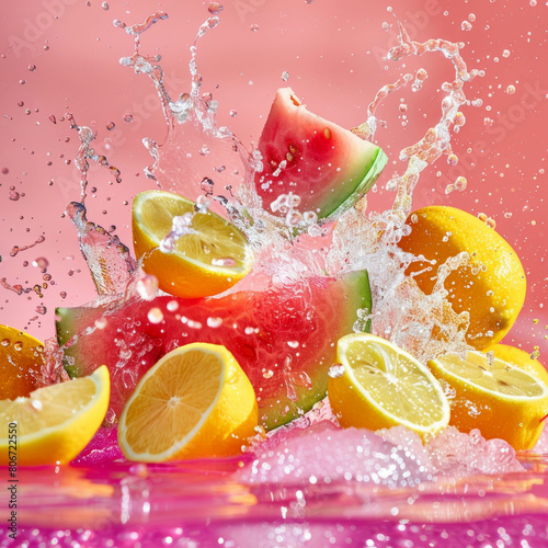 water splashing  mixed fruit