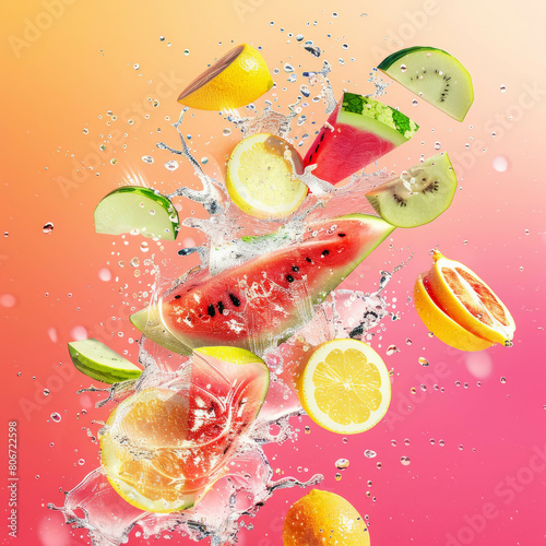 water splashing  mixed fruit