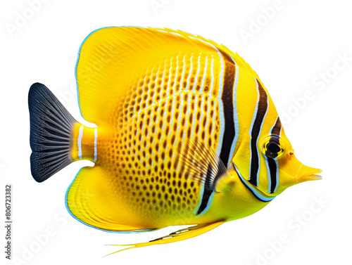 a yellow fish with black stripes photo