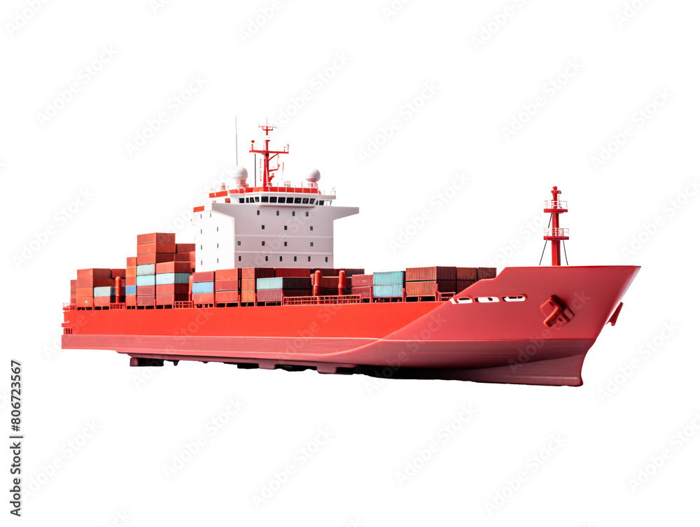 a red ship with containers on it a red ship with containers on it
