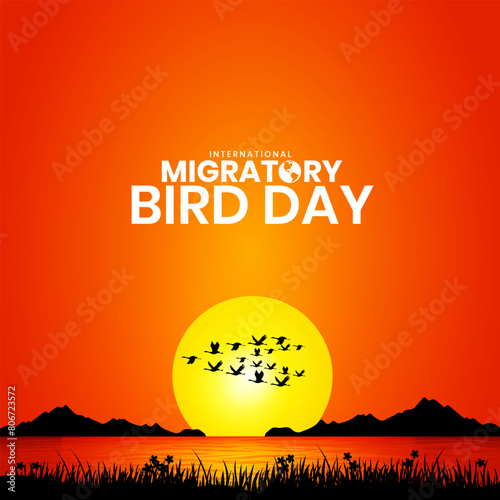 World Migratory Bird Day creative concept idea design. 8th May World Migratory Bird Day (WMBD). Template for background, banner, card, and poster. vector illustration.