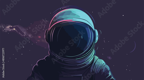 Astronaut helmet in a space Vector illustration. Vector