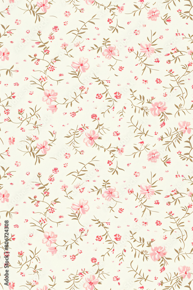 Seamless floral pattern with delicate pastel flowers and leaves on a beige background Seamless floral pattern with delicate pastel flowers and leaves on a beige background