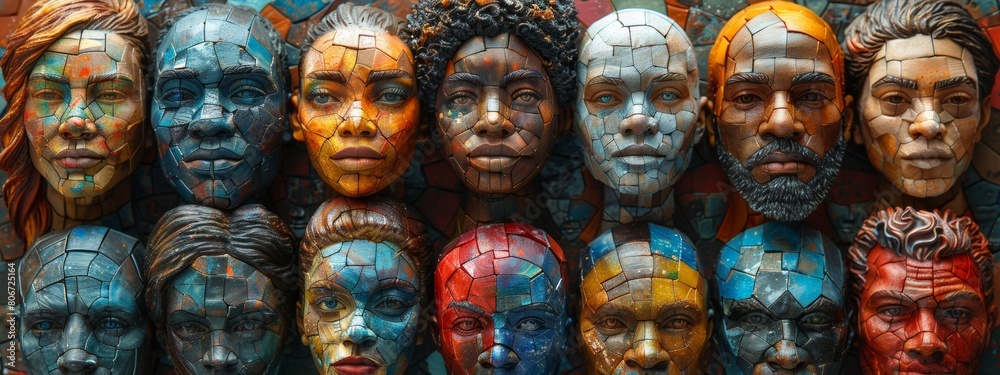 A conceptual image of a made up of diverse faces, representing global diversity. 