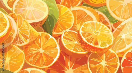 Background with color sections of orange fruits vector