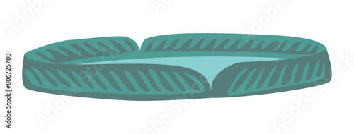 Abstract water lily pad in flat design. Green lotus leaf floating element. Vector illustration isolated.