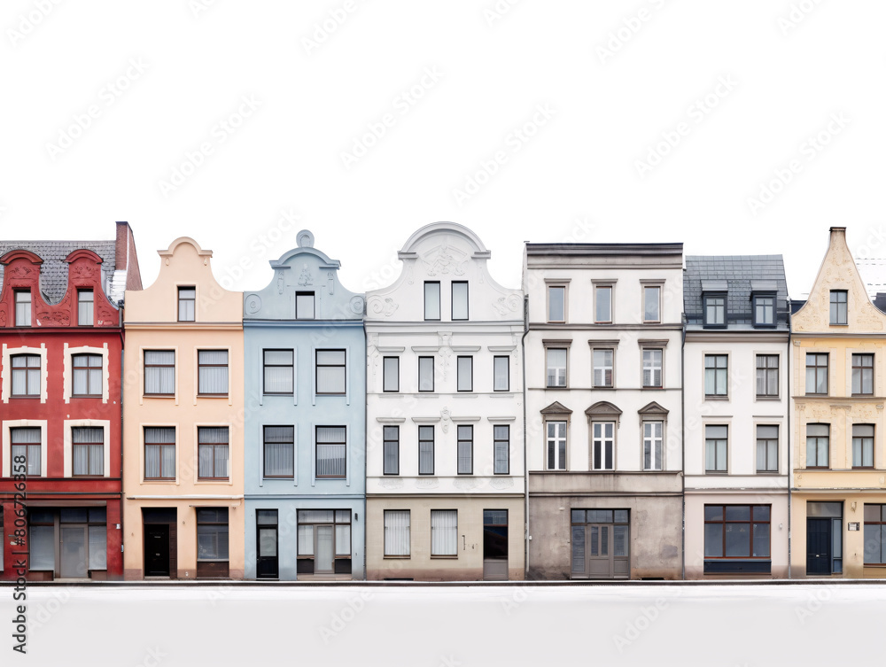 a row of multicolored buildings
