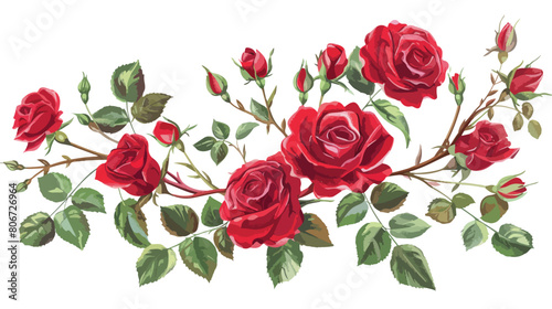 Beautiful roses decorative pattern isolated icon Vector © Roses