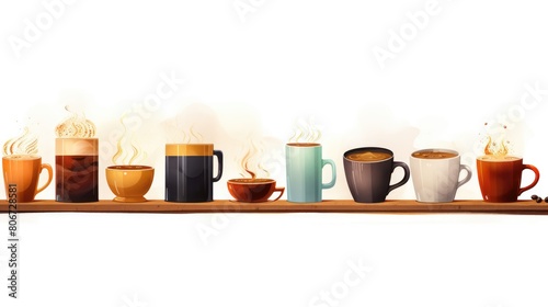 Fototapeta Naklejka Na Ścianę i Meble -  Artisanal coffee cartoon illustration - Generative AI. Coffee, cup, difference, smoke.