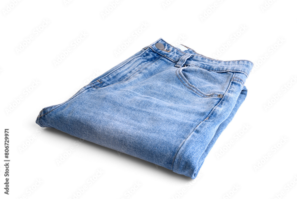 Blue woman's jeans isolated on white background. Blue woman's jeans isolated on white background.