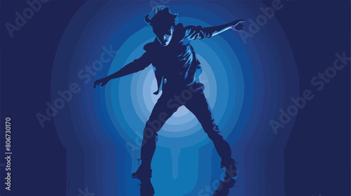 Blue silhouette shading caricature full body guy with