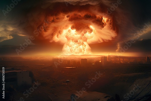 Nuclear explosion in midle of city.