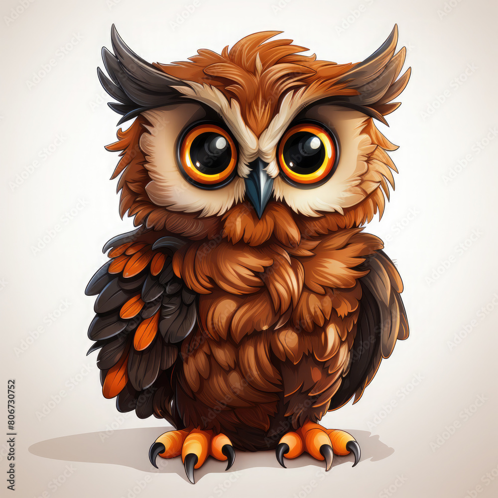 Fototapeta premium Watercolor Seraphina owl, clipart Illustration, Generative Ai
