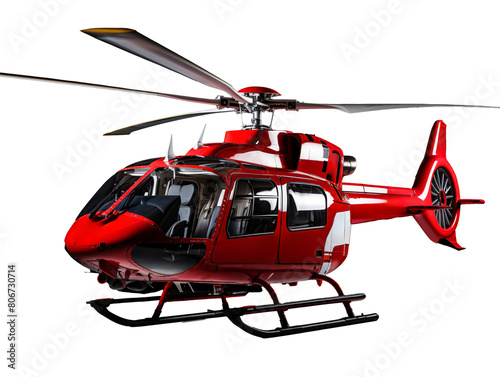 a red helicopter with a white background