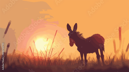 Blurred silhouette caricature cute donkey animal farm © Roses