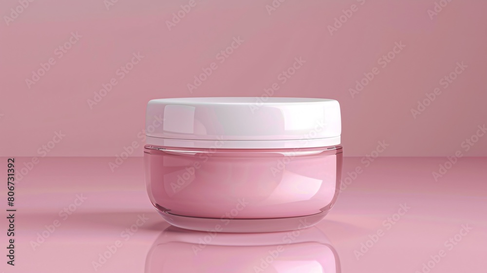 Clear glass jar for cream with no label or logo, featuring a white plastic lid, perfect for skin products. Clear glass jar for cream with no label or logo, featuring a white plastic lid, perfect for skin products.