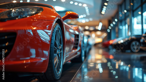 Against the backdrop of the automotive dealership showroom, the latest models of cars are prominently displayed, showcasing the innovation and technology driving the automotive bus © Maksym