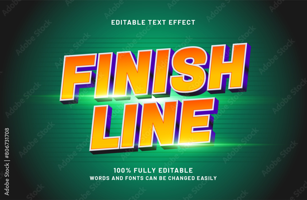 Fototapeta premium finish line editable text effect in racing and speed text style