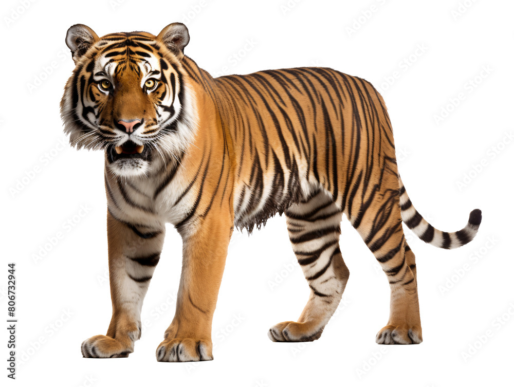a tiger standing on a white background a tiger standing on a white background