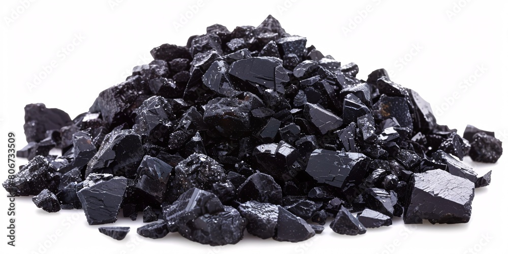 Heap of dark quartz sand on a blank surface, crushed quartz is utilized in building supplies, purification and farming. Heap of dark quartz sand on a blank surface, crushed quartz is utilized in building supplies, purification and farming.
