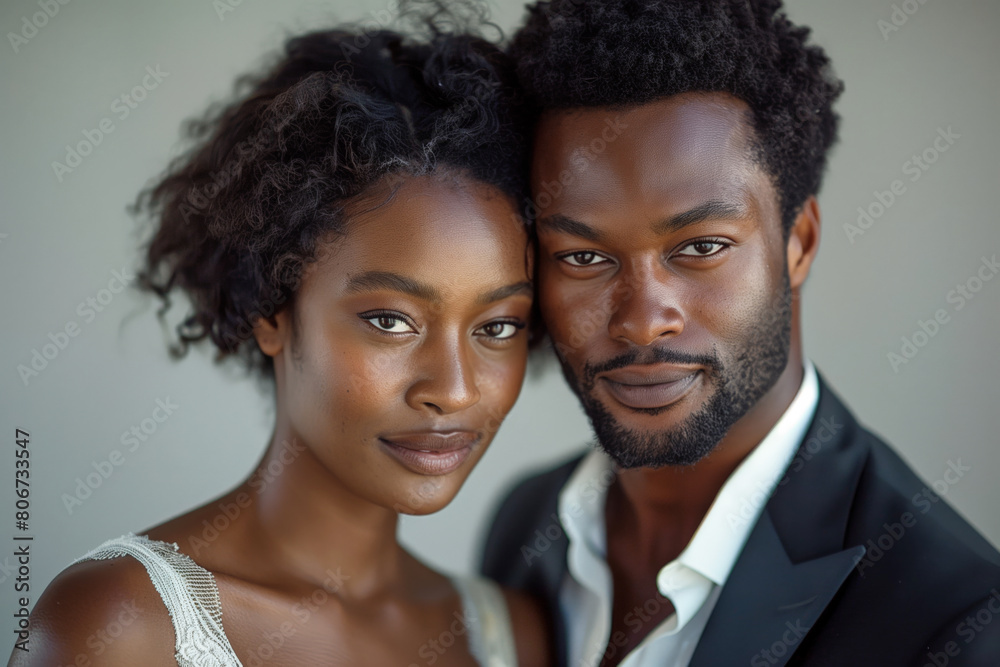 Intimate Close-Up Portrait of an African Couple Together. Intimate Close-Up Portrait of an African Couple Together.