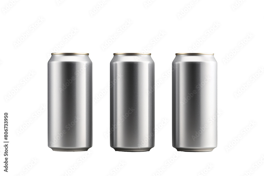 a group of silver cans a group of silver cans