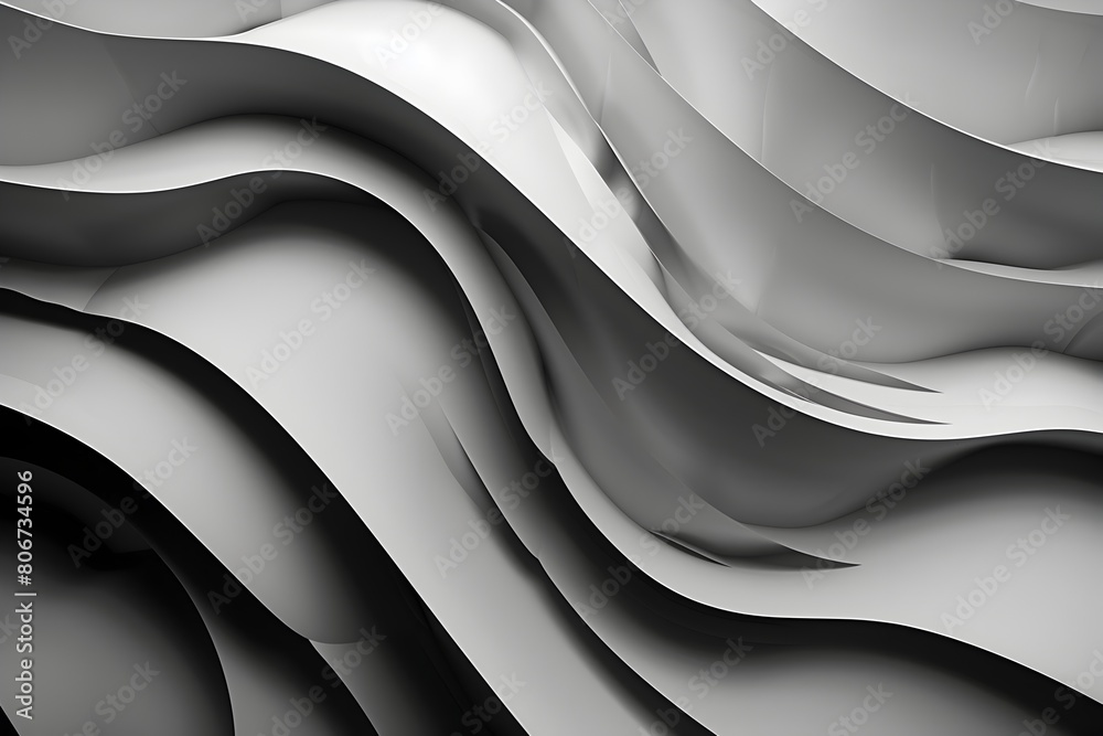 Obraz premium Mesmerizing Monochrome Waves A Captivating Play of Light and Form in 3D Abstract Design