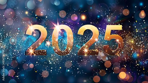 Frohes Neues Jahr, Feiern, Silvester, Sylvester, 2025 Farben, Hintergrund. Karte Design. Glitter Licht, Luxus, Premium, photo