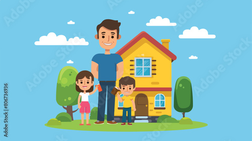 Buying house for family icon vector illustration desi