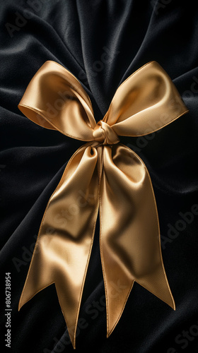 Gold bow, gold fabric ribbon