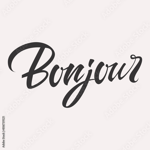 Bonjour hello greeting lettering card