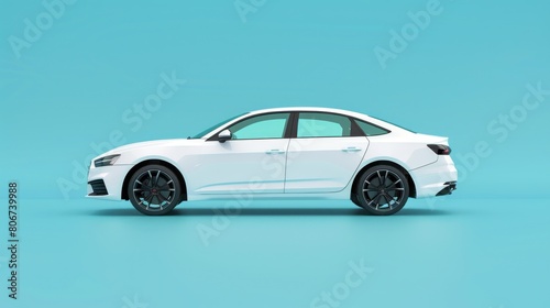 Sleek White Sedan Exuding Luxury on a Turquoise Canvas - Generative AI