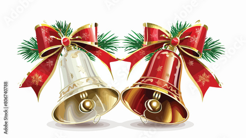 Christmas bell design over white Vector illustration.