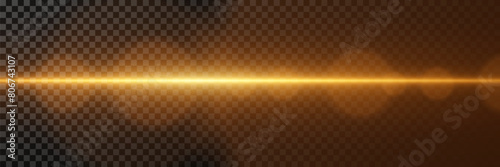 The effect of glare and golden line. Bokeh glow and sparkle shine. On a transparent background.