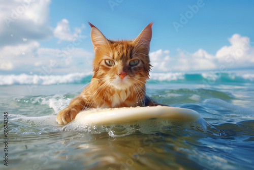 Funny surfing cat