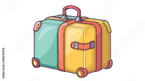 Color caricature of suitcase with handle vector illustration
