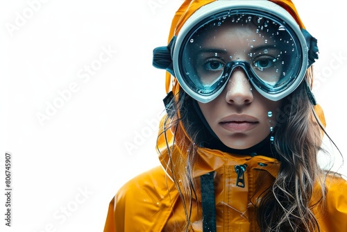 Young pretty woman, Marine Biologist photo on white isolated background