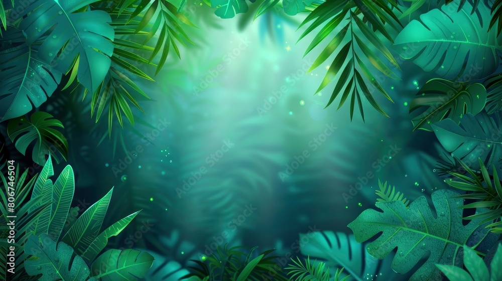 Nature Leaves Green Tropical Forest Background, Capturing The Lush Beauty And Abundance Of The Natural World, Evoking Feelings Of Wonder And Awe, Cartoon Background