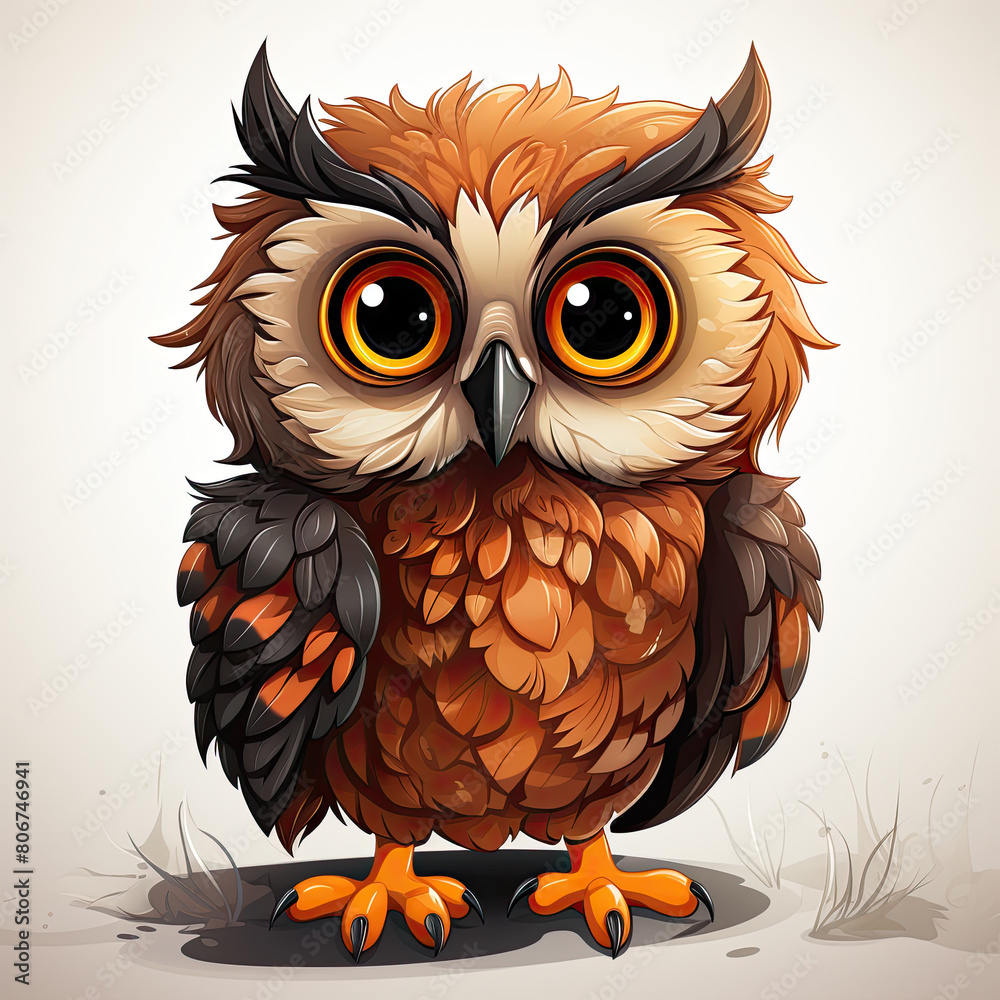 Fototapeta premium Watercolor Seraphina owl, clipart Illustration, Generative Ai
