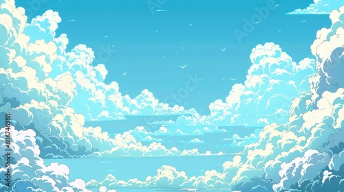 Nice Blue Sky Floor Background, Offering A Sense Of Expansiveness And Freedom In The Vastness Of The Sky, Cartoon Background